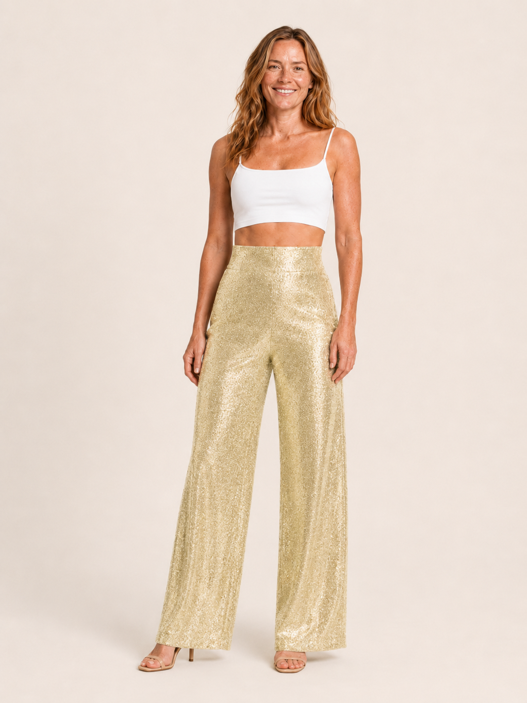 Lineah | Women's High Waisted Sequin Wide Leg Pants