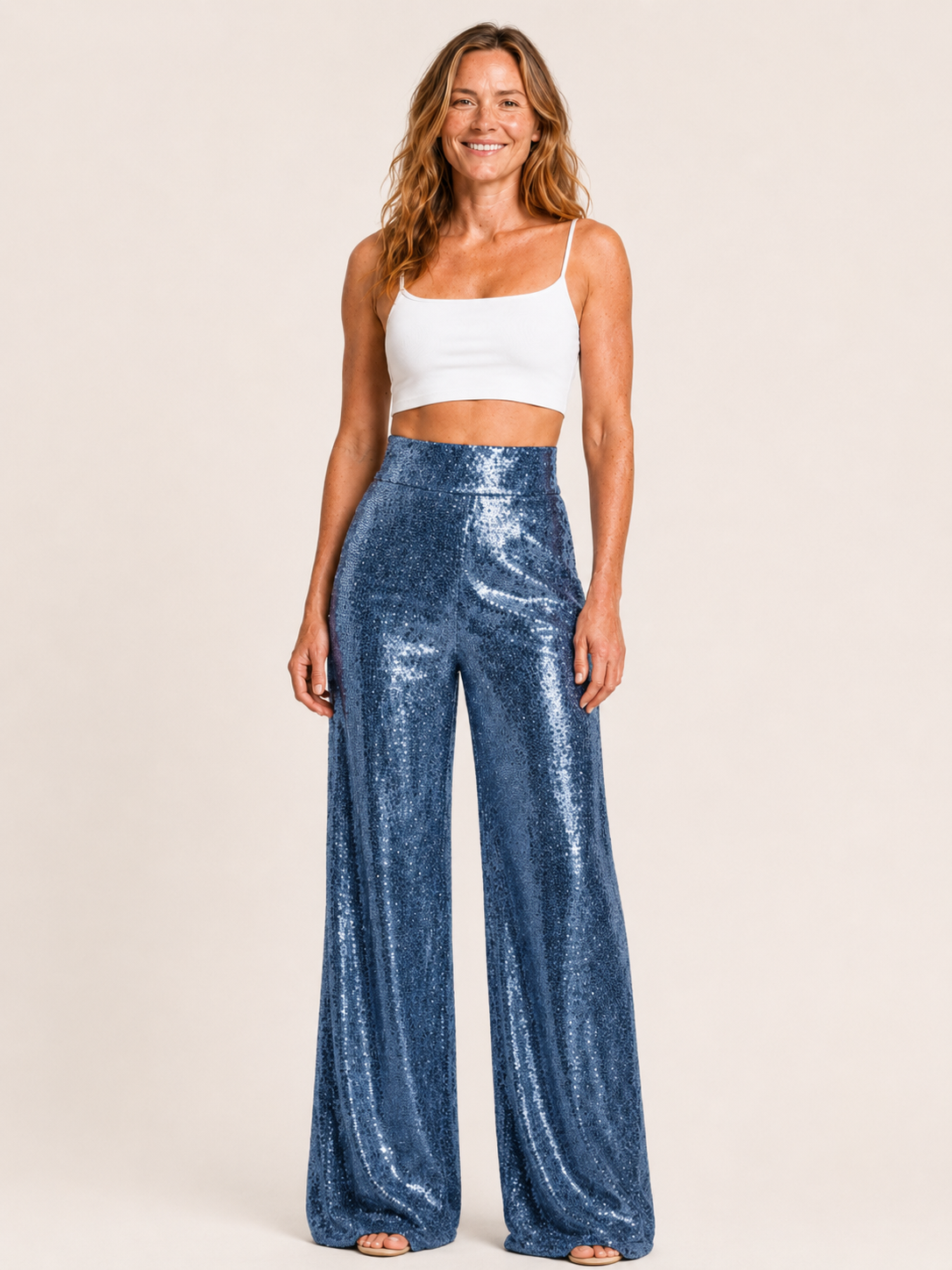 Lineah | Women's High Waisted Sequin Wide Leg Pants