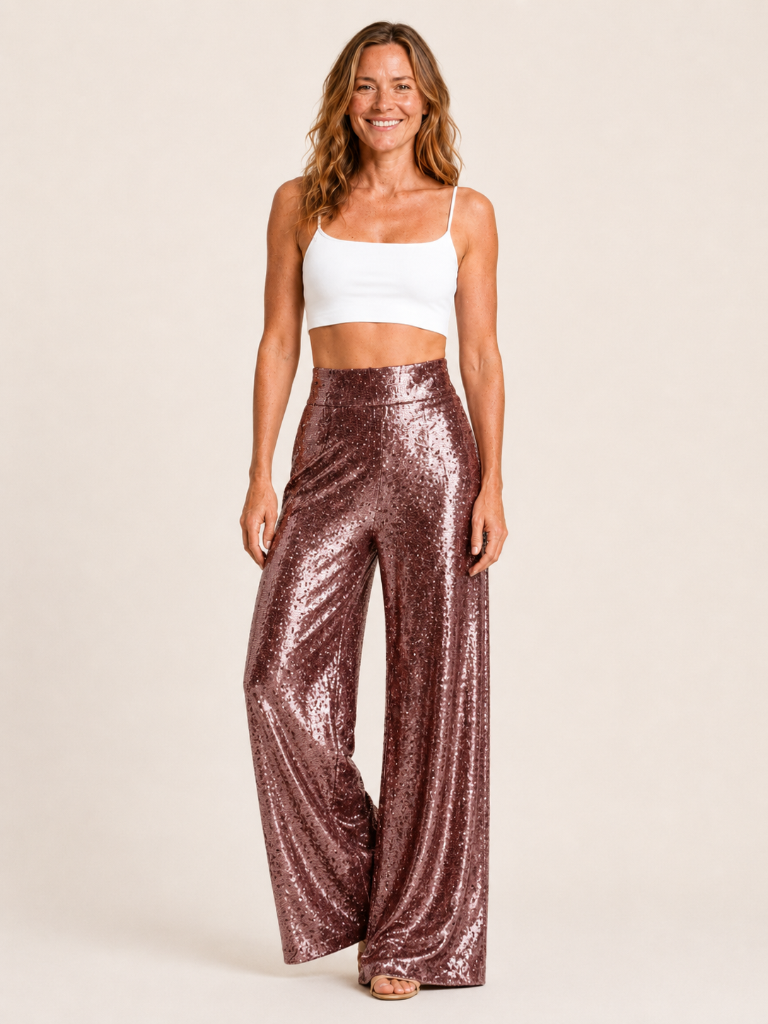 Lineah | Women's High Waisted Sequin Wide Leg Pants