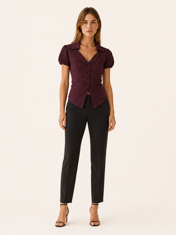 Livia | Women's Gingham Tie Back Blouse