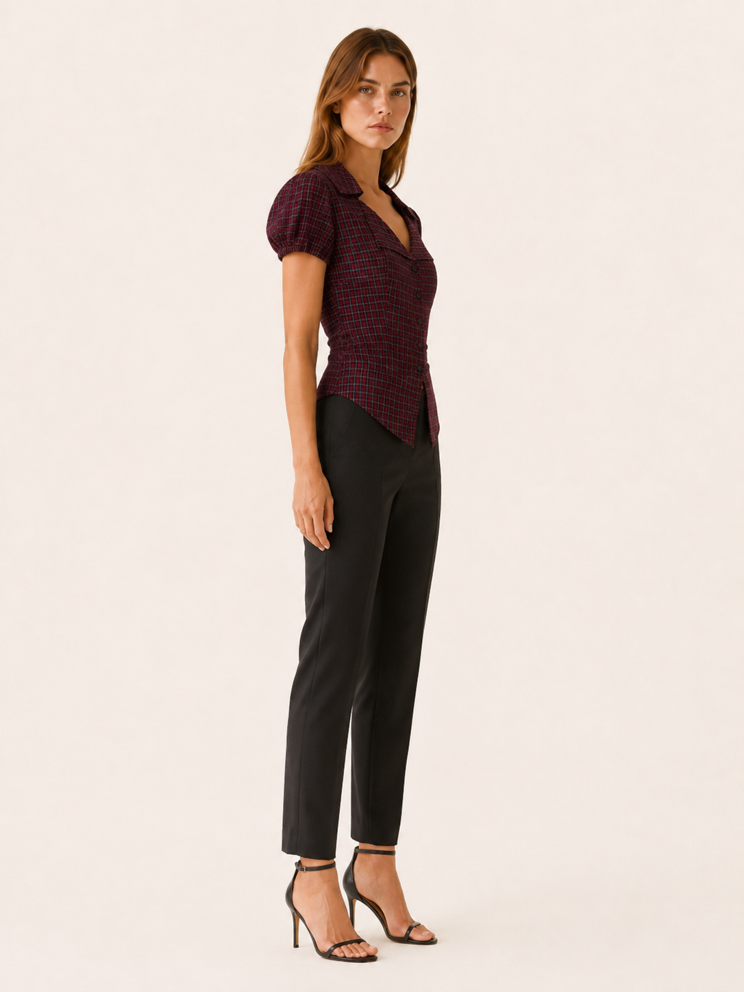Livia | Women's Gingham Tie Back Blouse