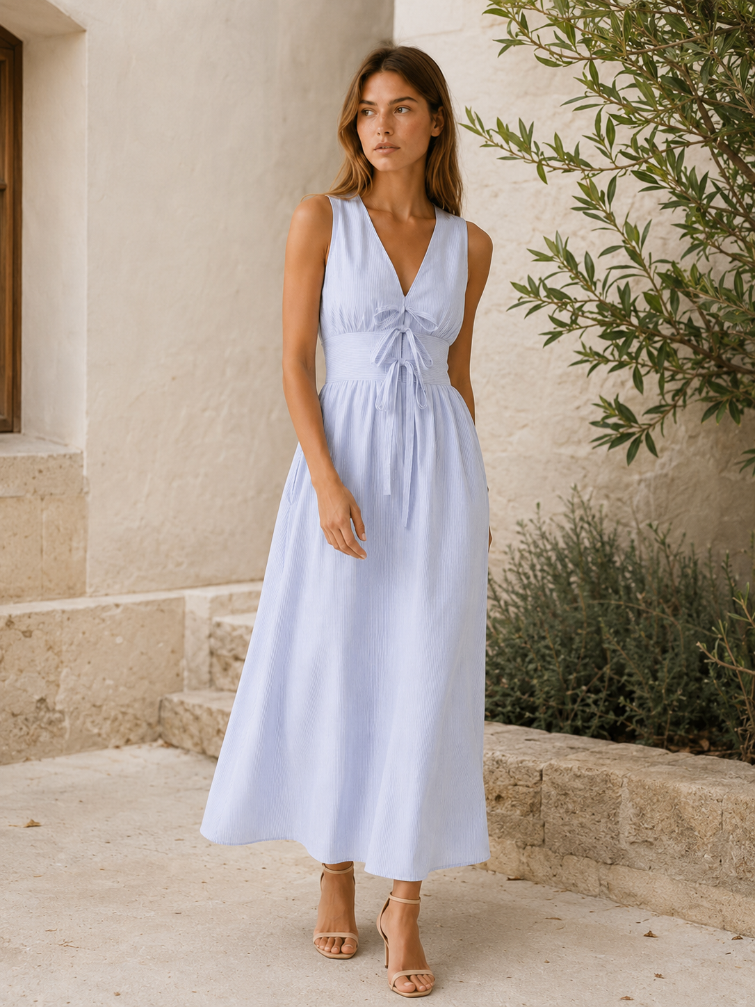 Lorena | Sleeveless Maxi Dress with V Neck