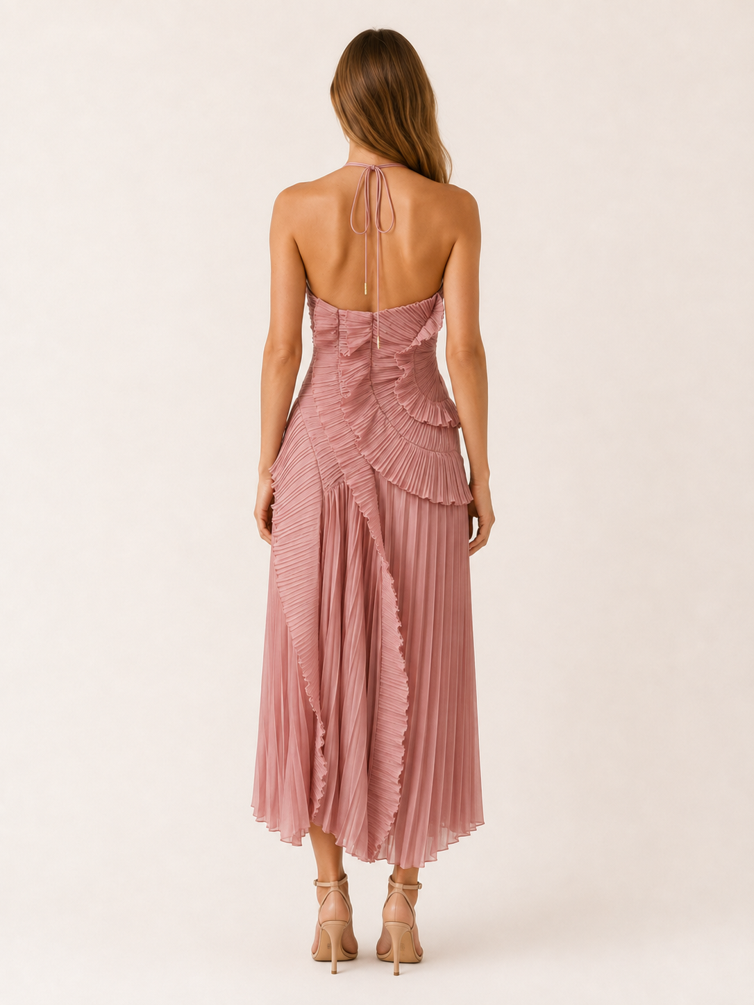 Luna | Women's Halter Ruffle Wedding Guest Maxi Dress