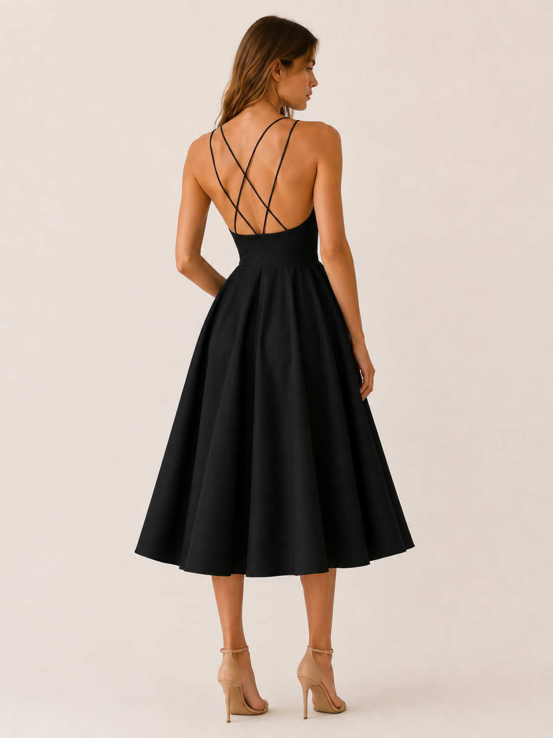Lynette | Strappy Midi Dress with Cross Back Detail