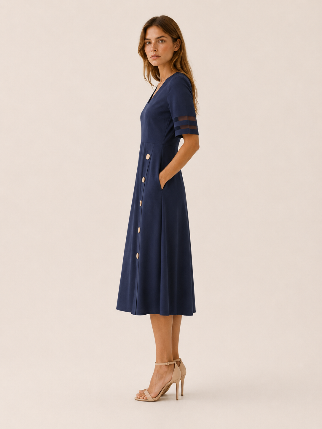 Lysbeth | Midi Dress with Button Detail and Side Pockets