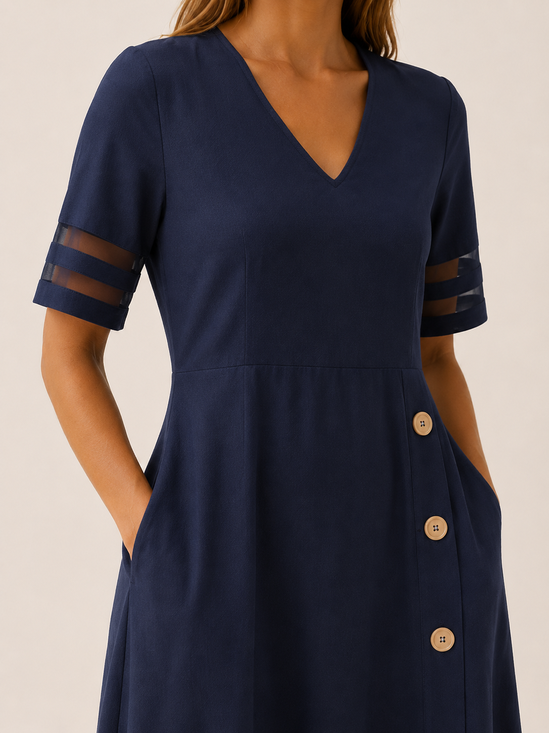 Lysbeth | Midi Dress with Button Detail and Side Pockets