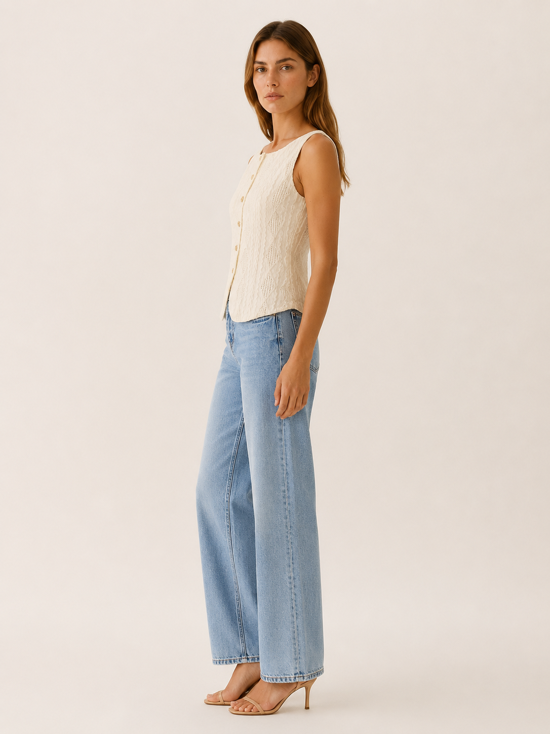 Mae | Women's Button Front Boat Neck Tank Top