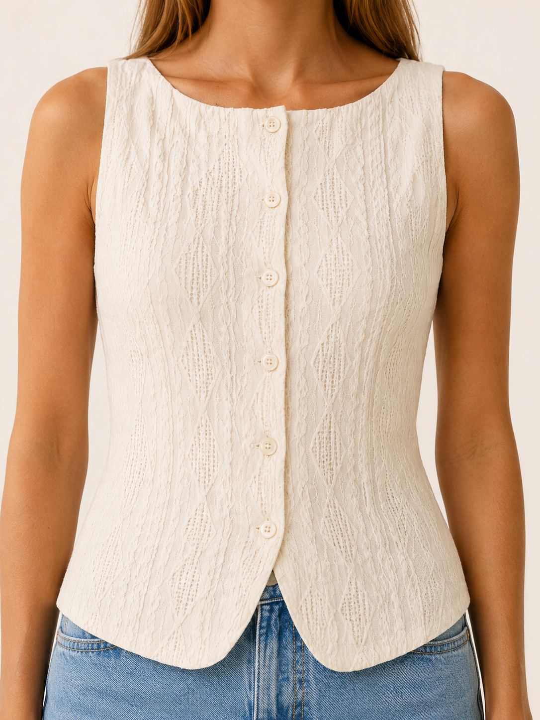 Mae | Women's Button Front Boat Neck Tank Top