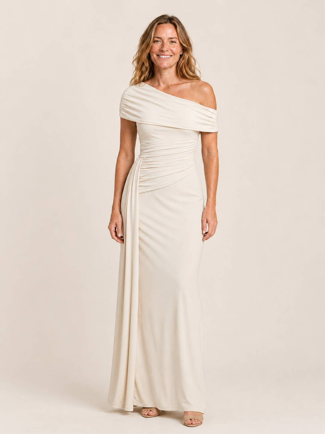 Maevrine | Women's Off Shoulder Ruched Wedding Guest Maxi Dress