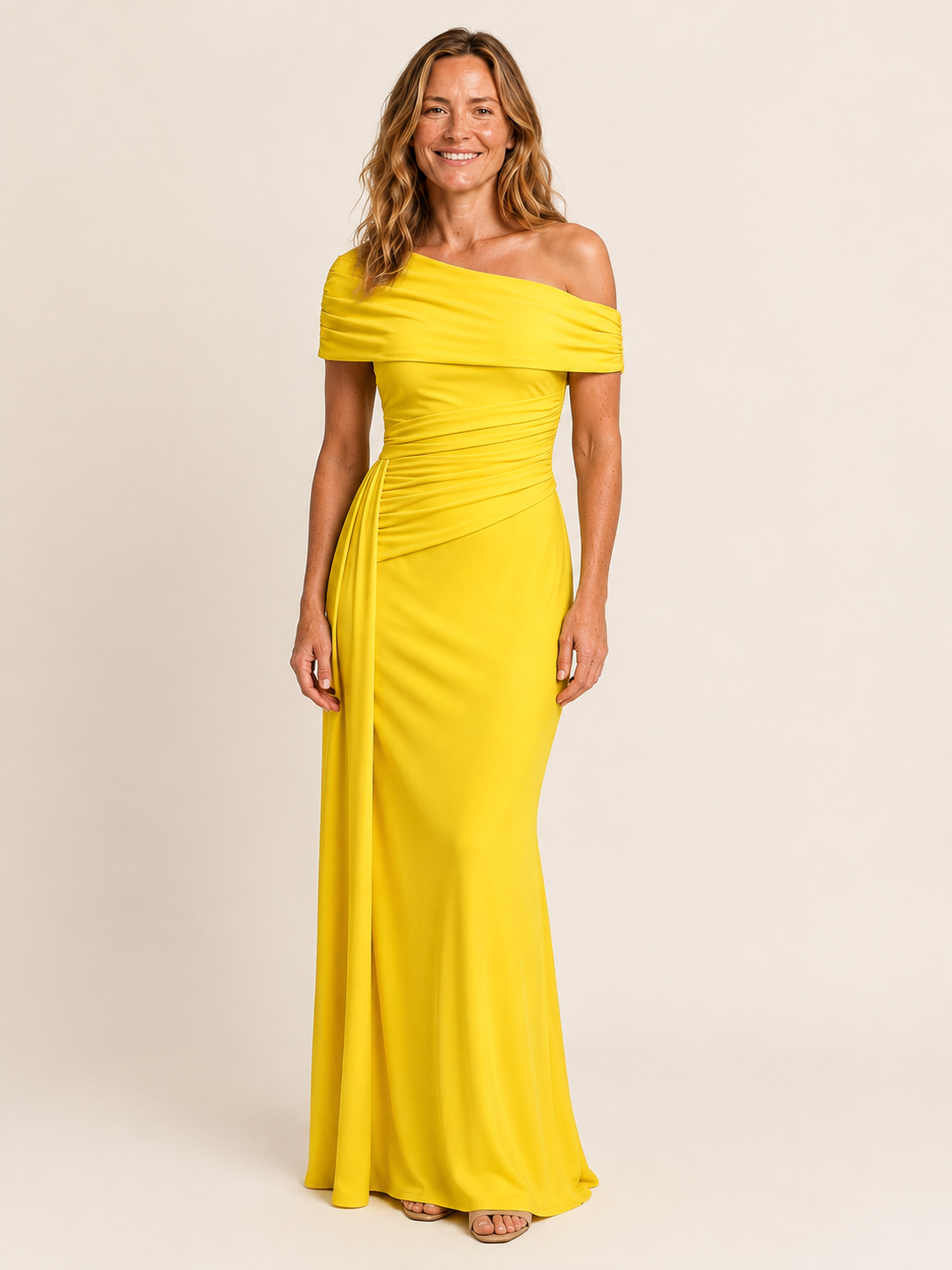 Maevrine | Women's Off Shoulder Ruched Wedding Guest Maxi Dress