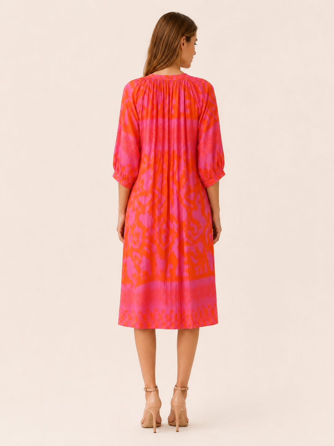 Maia | Print Midi Dress with Shirred Bodice