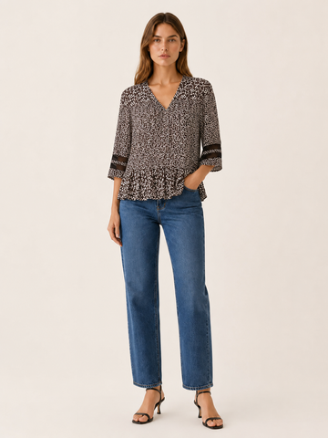 Mallory | Women's V Neck Three Quarter Sleeve Top