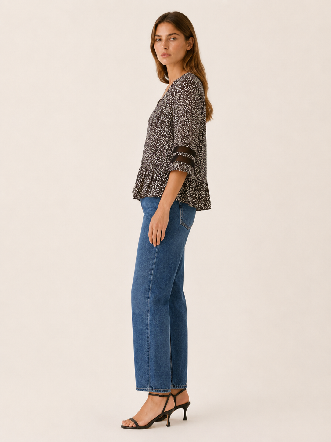 Mallory | Women's V Neck Three Quarter Sleeve Top