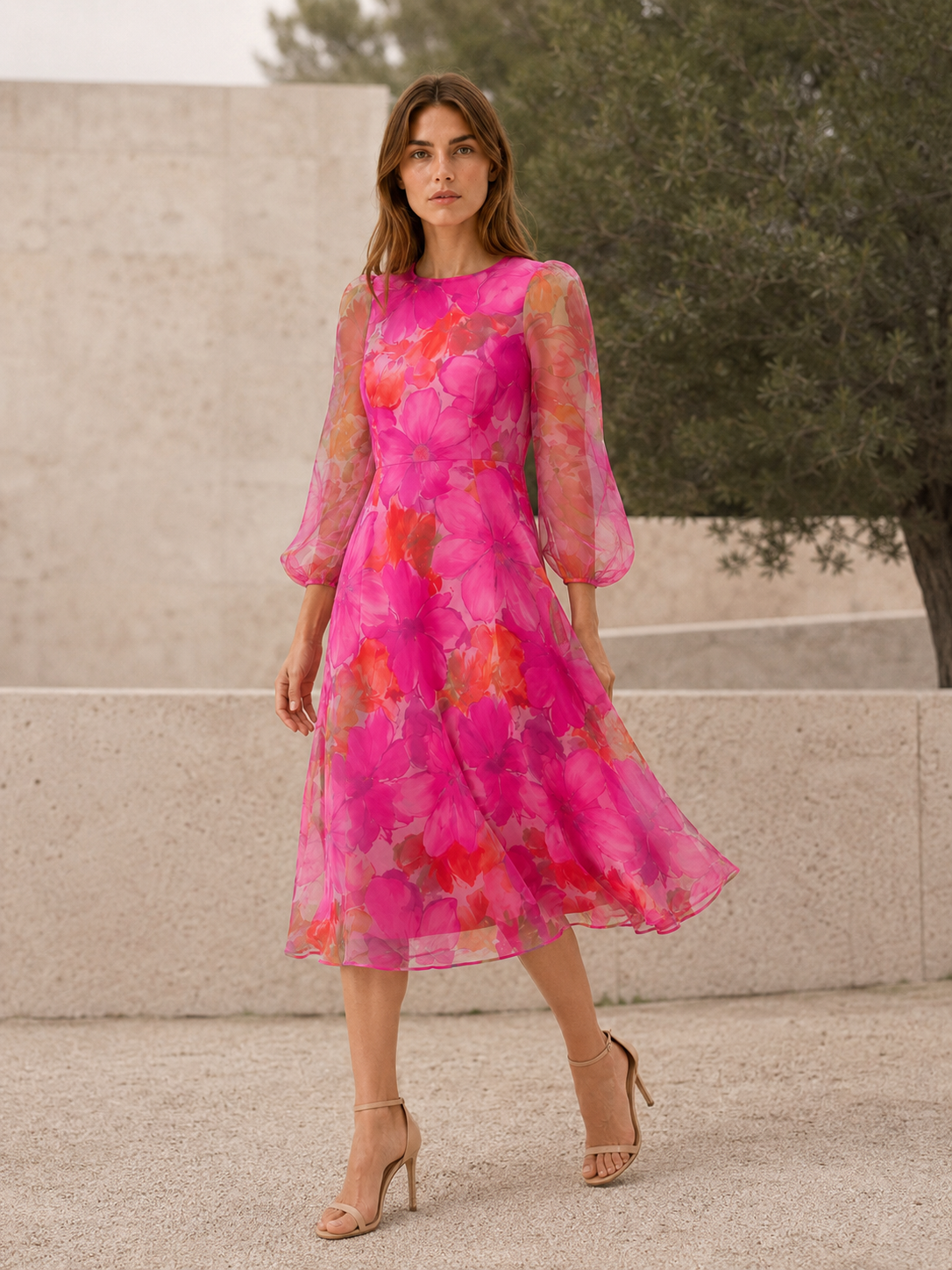Maren | Midi Dress with Long Sleeves