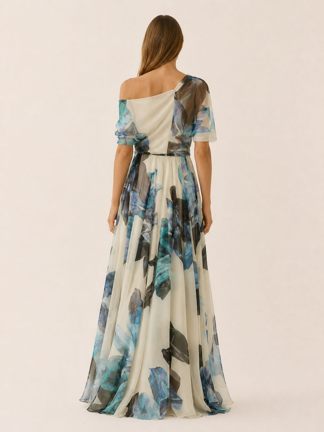 Marietta | Chiffon Maxi Dress with Asymmetric Neckline