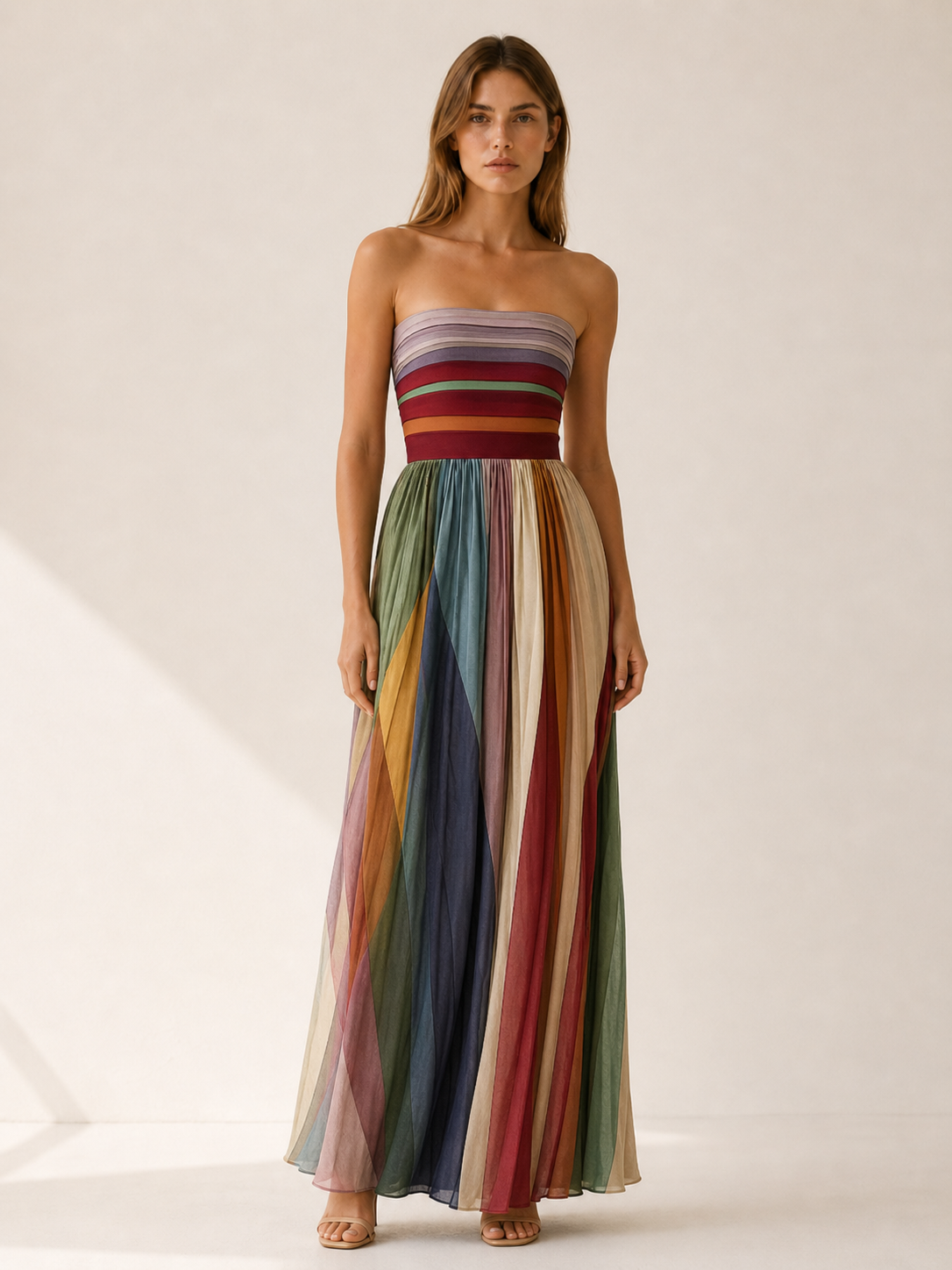 Marina | Strapless Maxi Dress with Pleated Skirt
