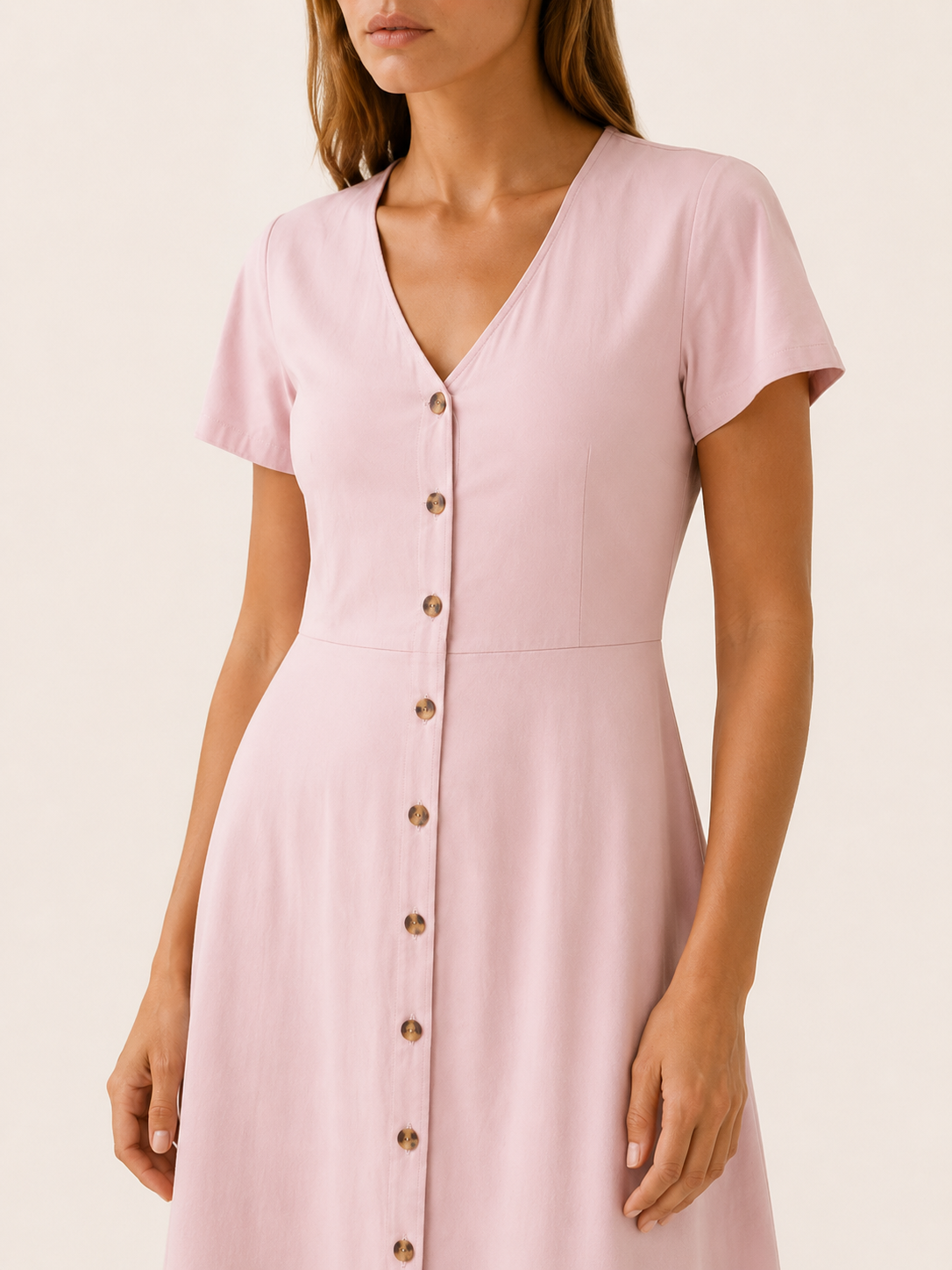 Maris | V Neck Mini Dress with Button Front