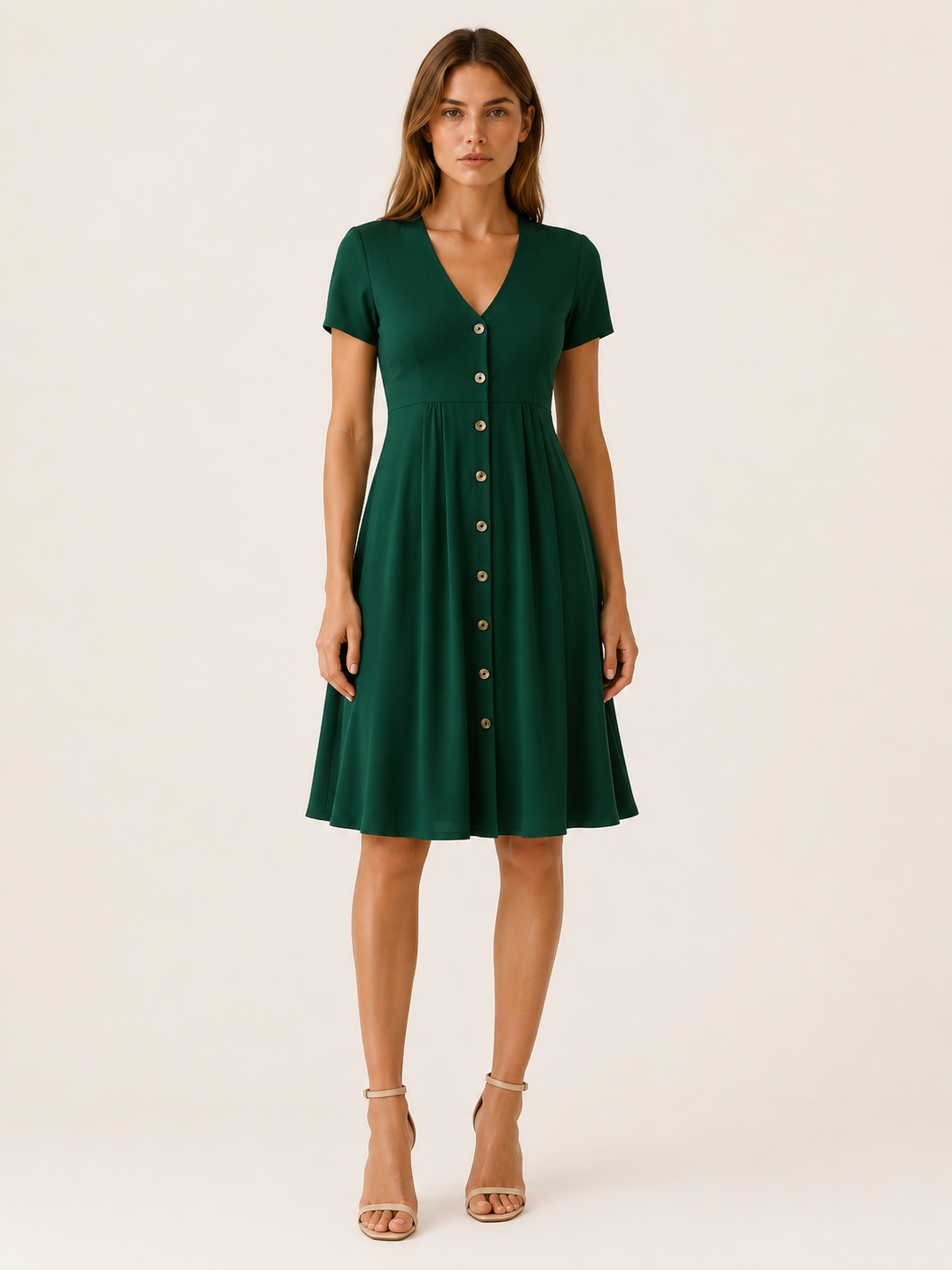 Maris | V Neck Mini Dress with Button Front