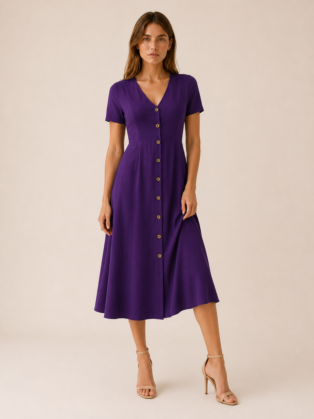Maris | V Neck Mini Dress with Button Front