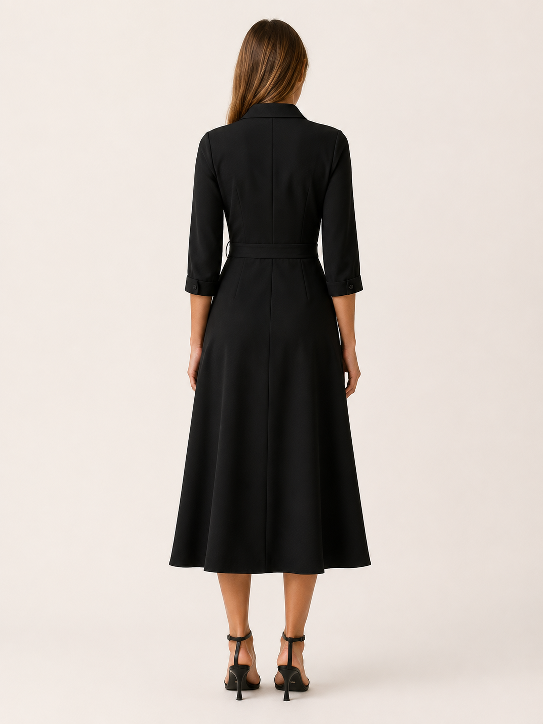 Marla | Wrap Midi Dress with Tie Waist and Collar