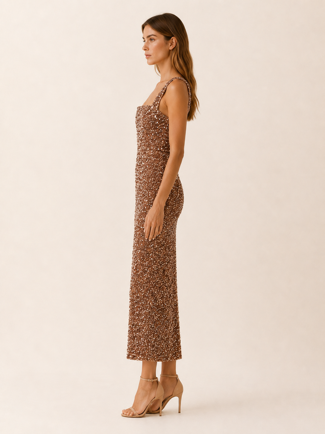Marlowyn | Square Neck Maxi Dress with Bodycon Fit