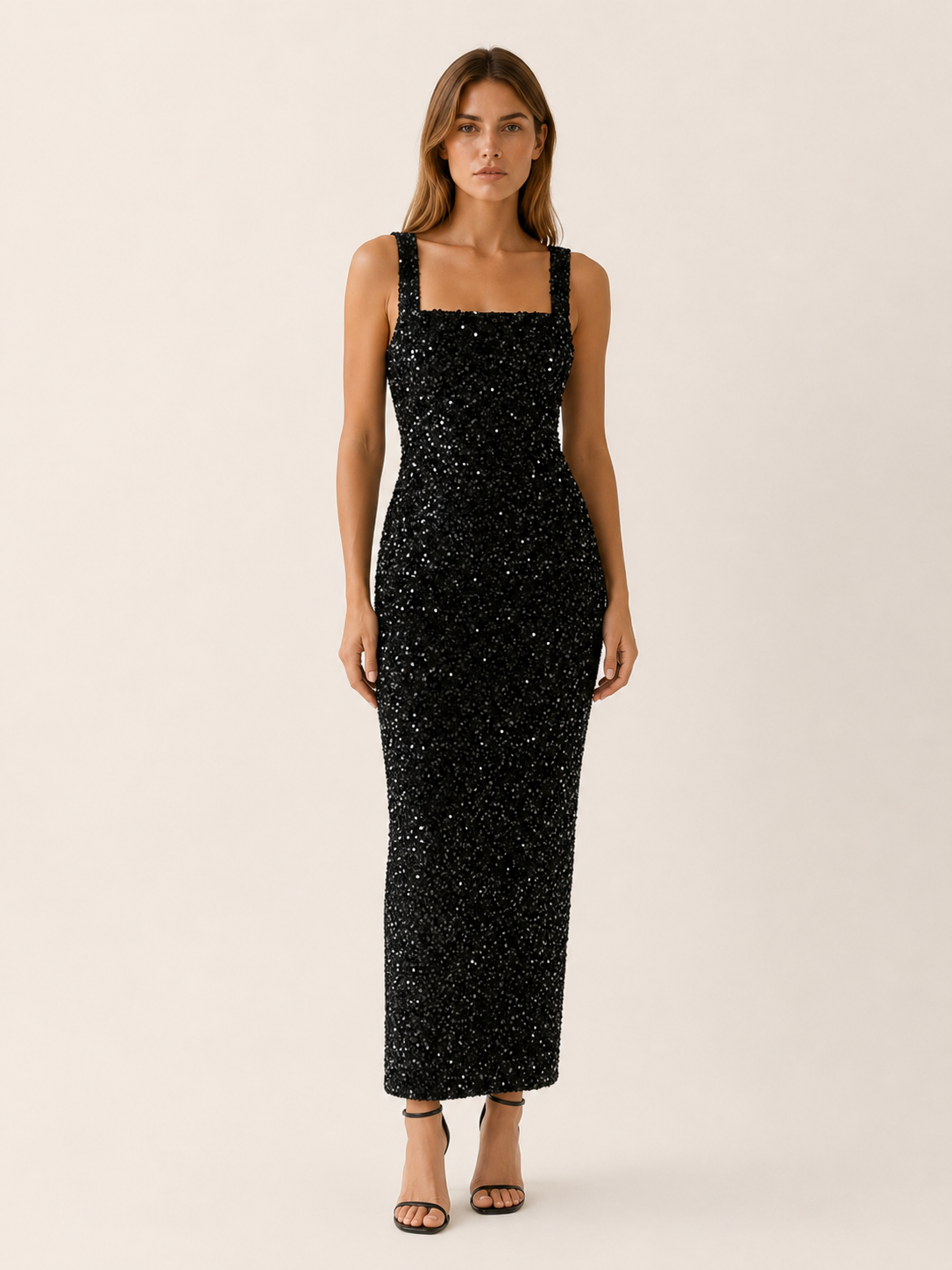Marlowyn | Square Neck Maxi Dress with Bodycon Fit