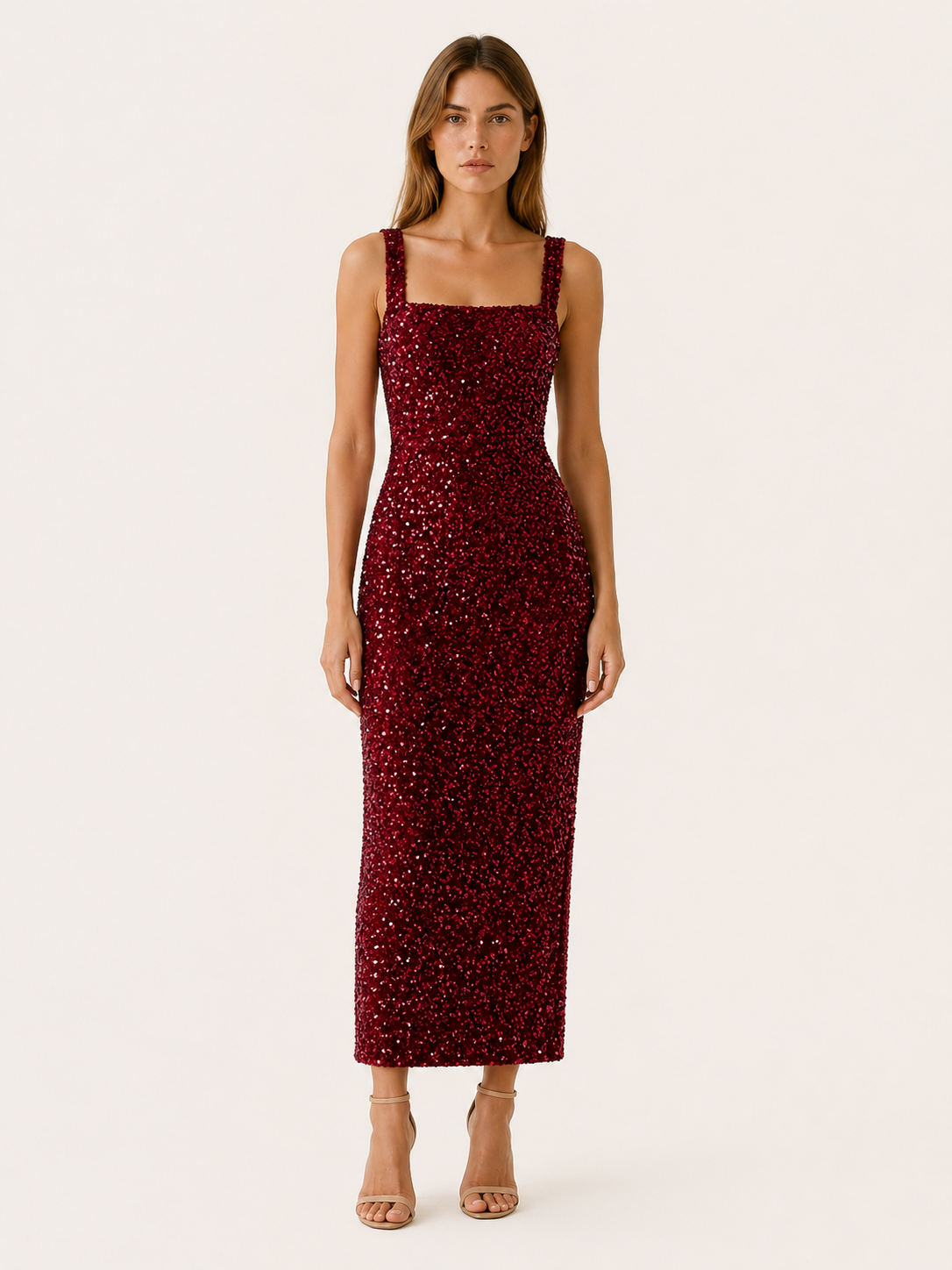 Marlowyn | Square Neck Maxi Dress with Bodycon Fit