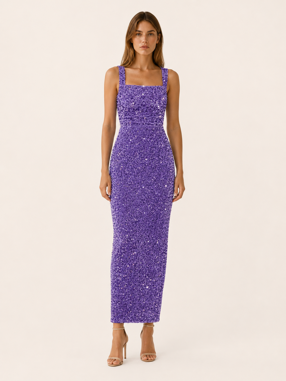 Marlowyn | Square Neck Maxi Dress with Bodycon Fit