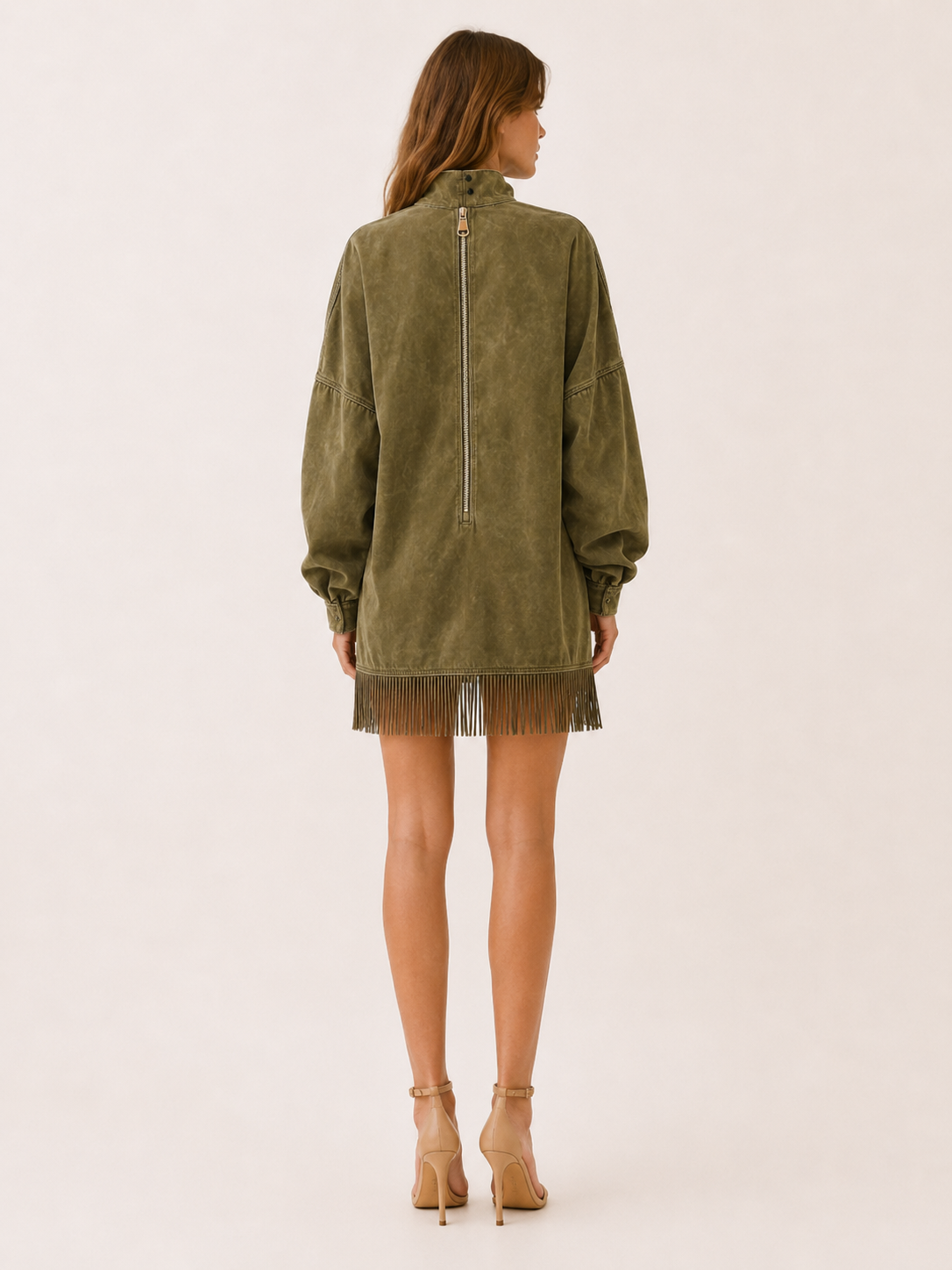 Marzia | Turtleneck Mini Dress with Fringe Hem