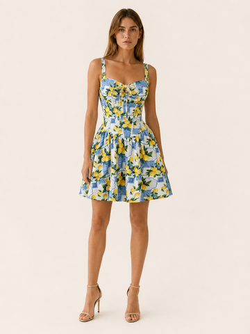 Maude | Cotton Mini Dress with Lemon Print