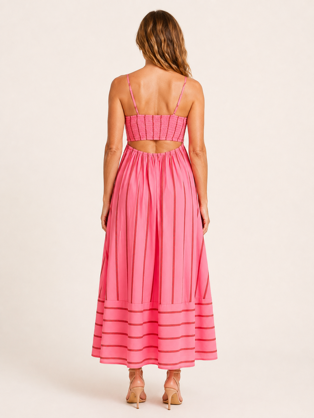 Melora | Women's Striped Square Neck Tiered Maxi Dress