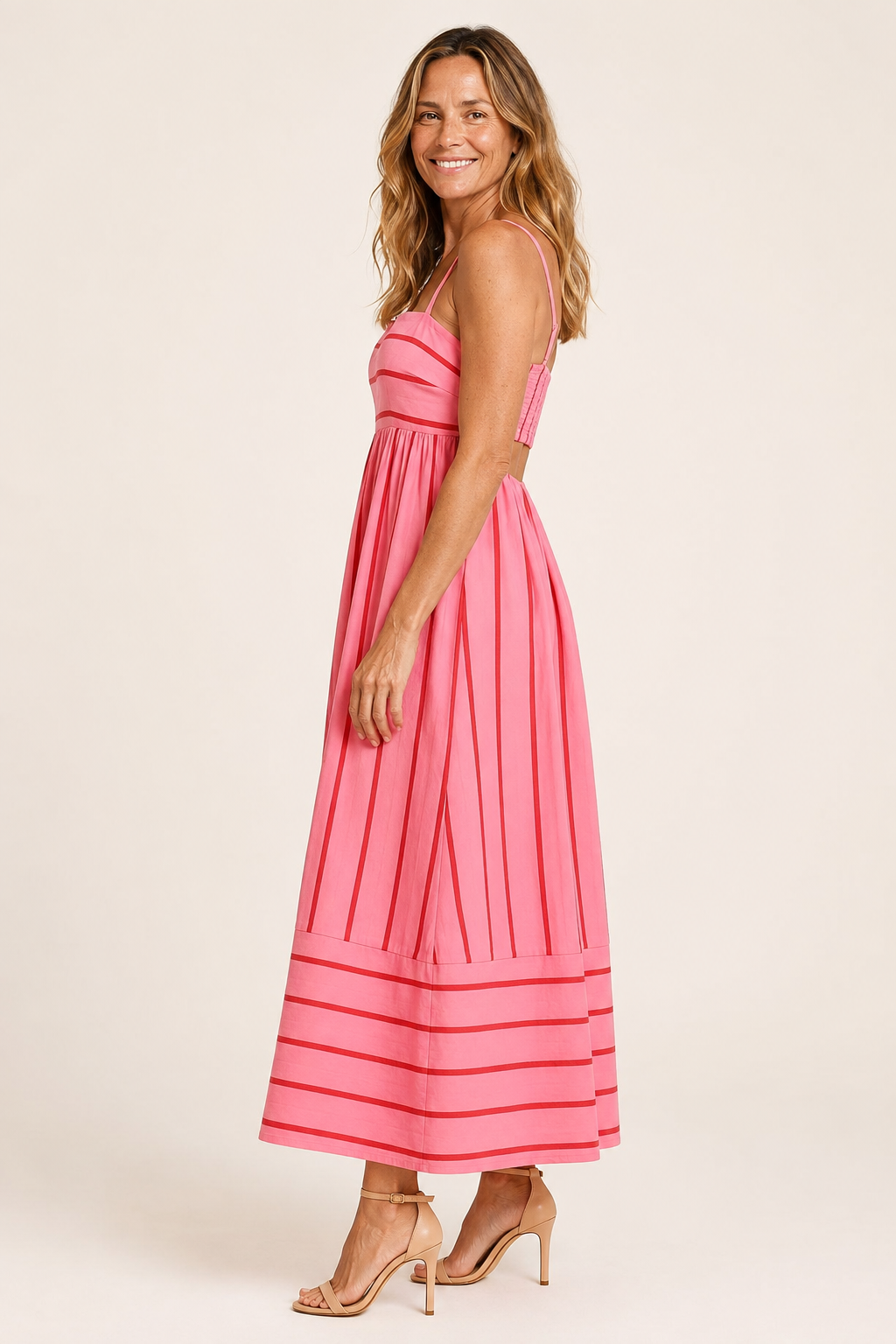 Melora | Women's Striped Square Neck Tiered Maxi Dress