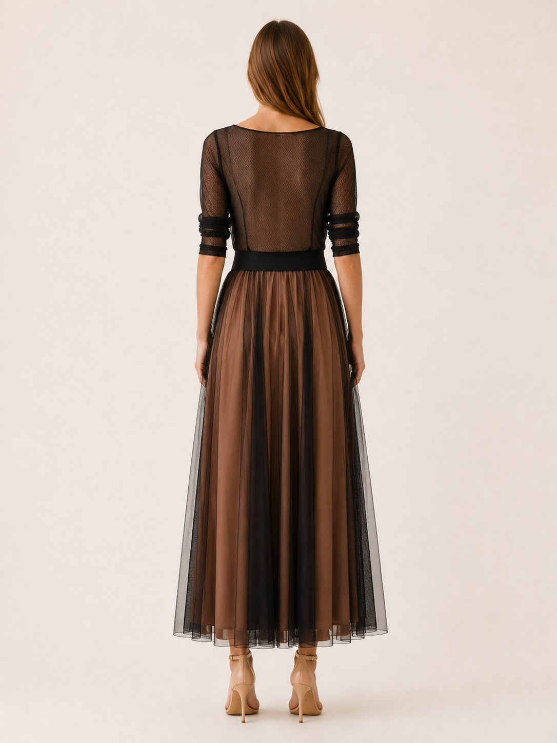 Merovia | Boat Neck Maxi Dress with Overlay