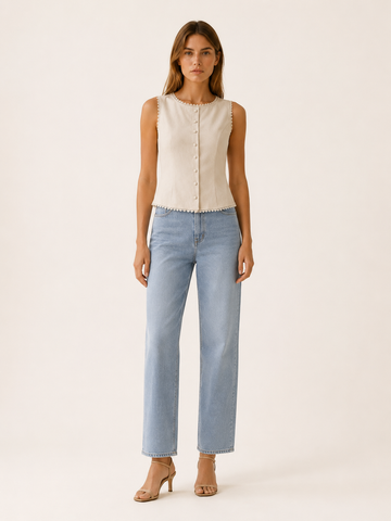 Mira | Women's Button Front Boat Neck Vest