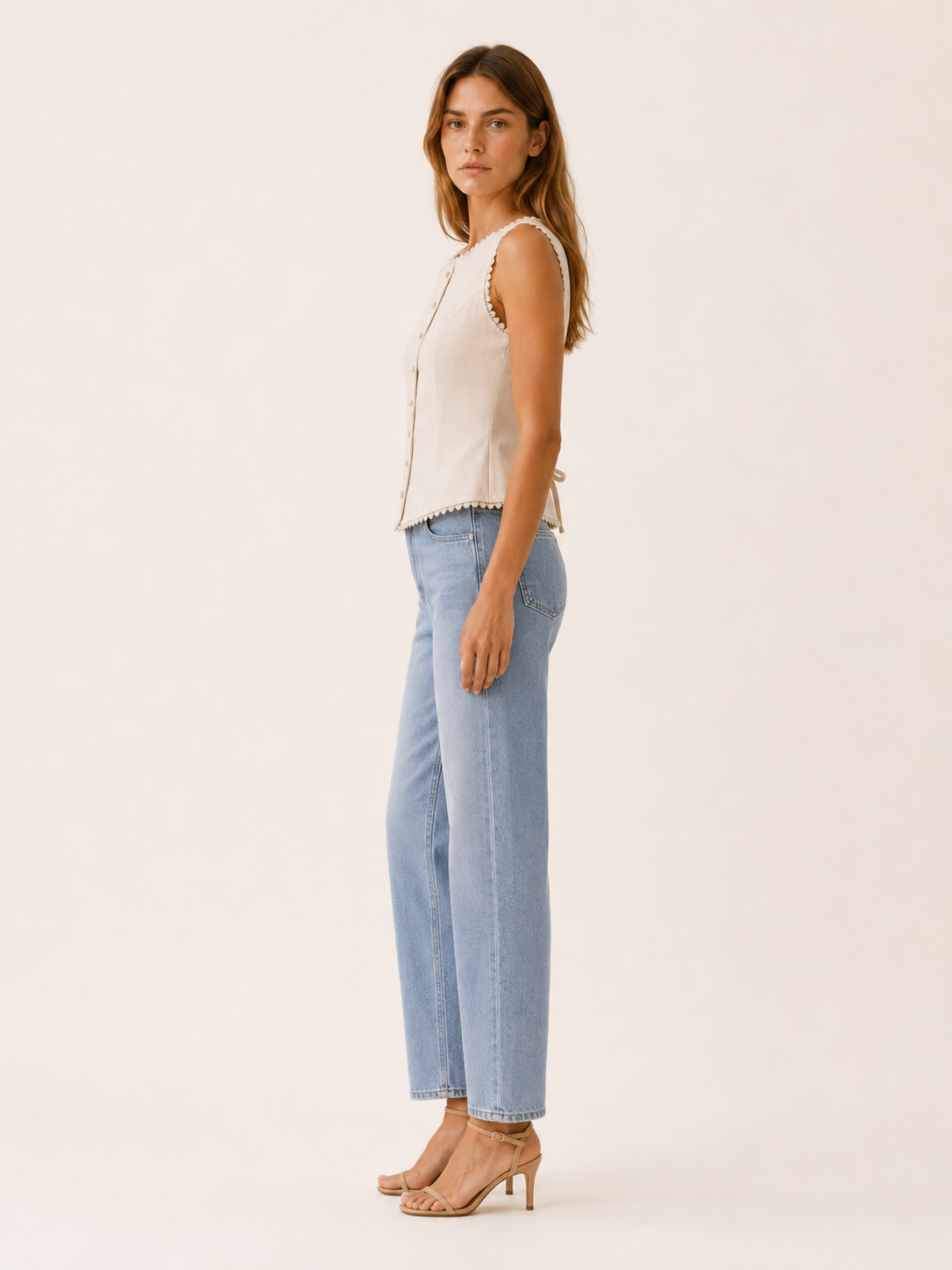 Mira | Women's Button Front Boat Neck Vest