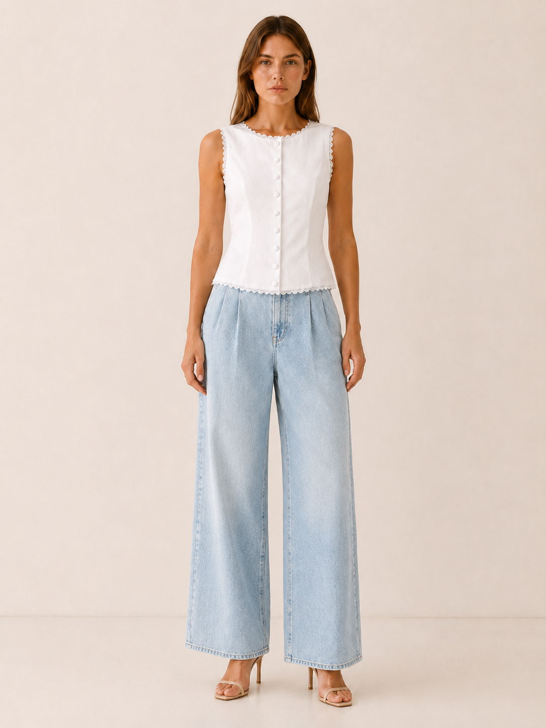Mira | Women's Button Front Boat Neck Vest