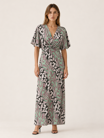 Mirella | Silk Maxi Dress with V Neck