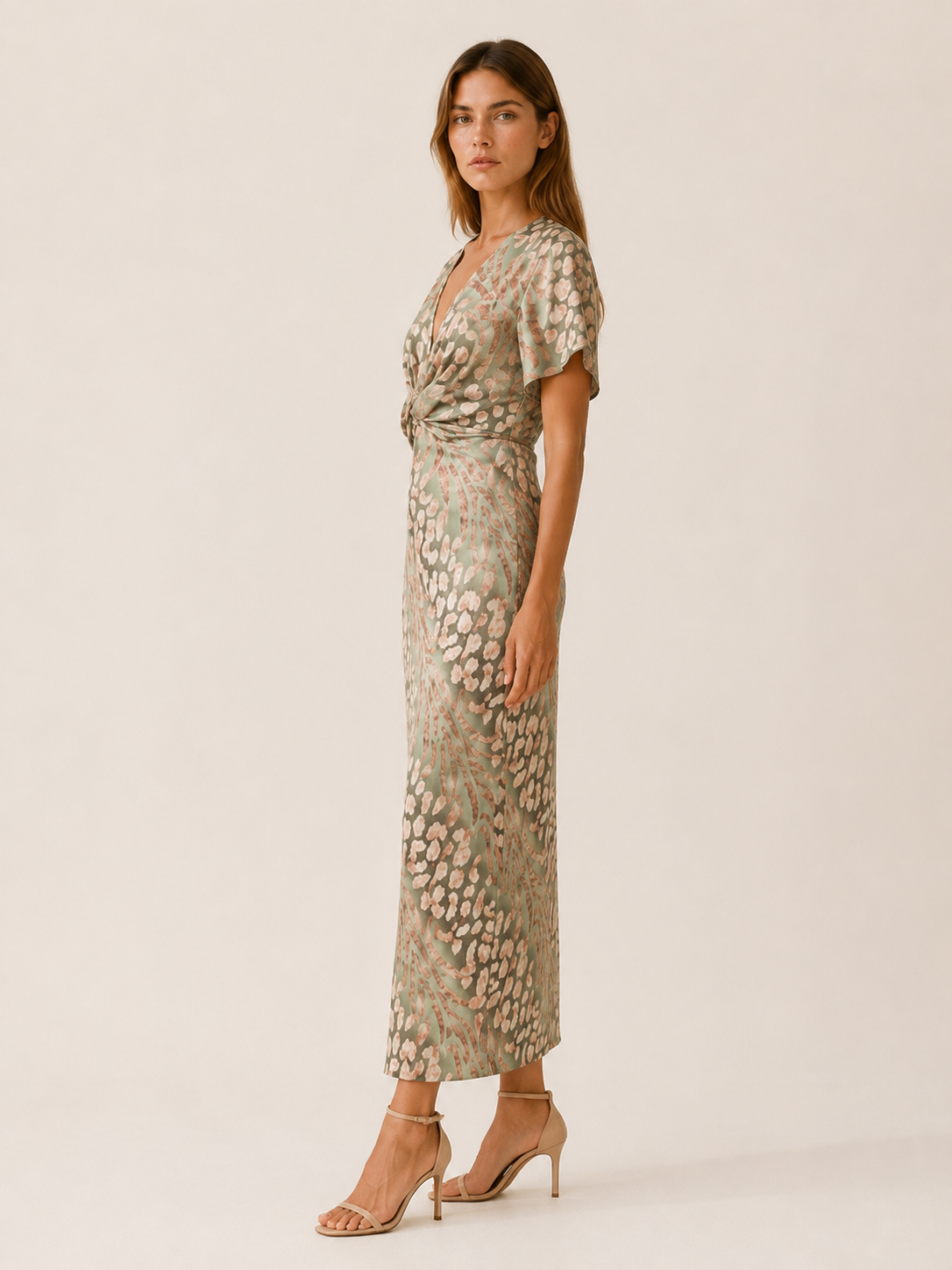 Mirella | Silk Maxi Dress with V Neck