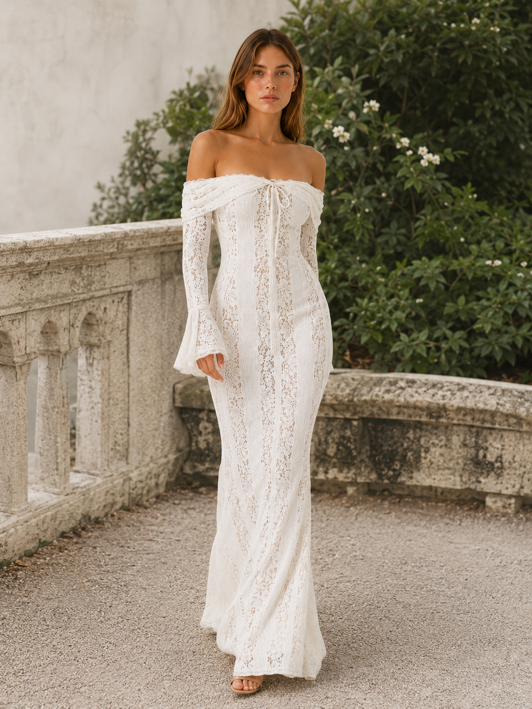 Mirevyn | Maxi Dress with Off-Shoulder Neckline