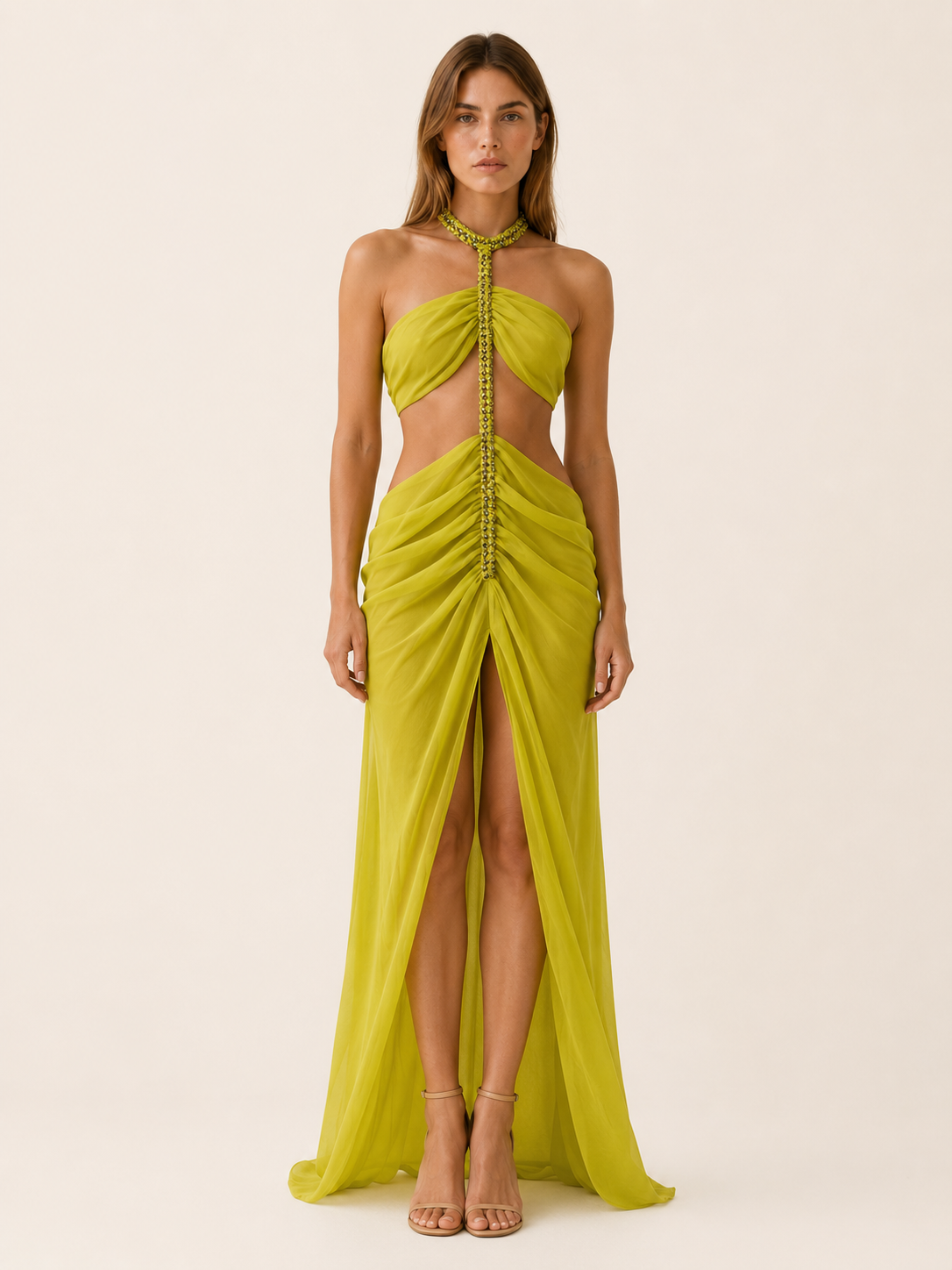 Morley | Cutout Maxi Dress with Halter Neck Side Slit