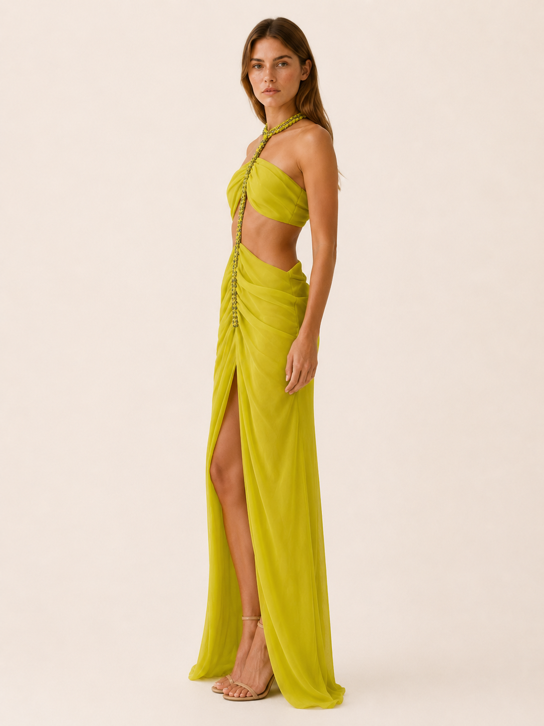 Morley | Cutout Maxi Dress with Halter Neck Side Slit