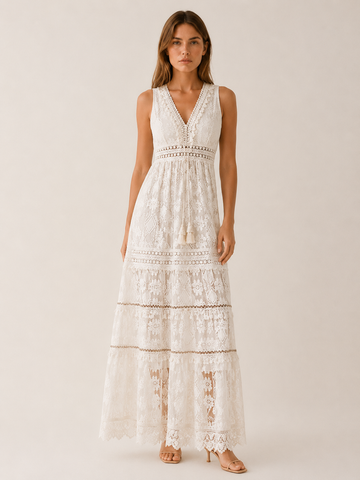 Morwenna | Flowy Maxi Dress with V Neck