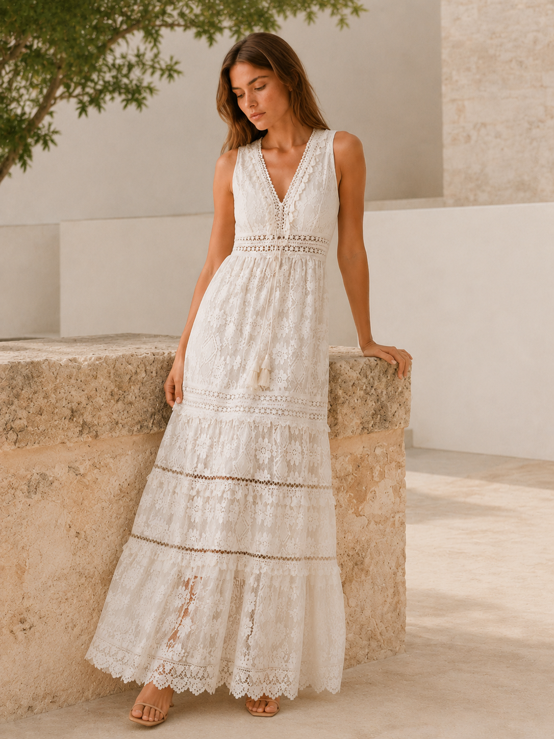 Morwenna | Flowy Maxi Dress with V Neck