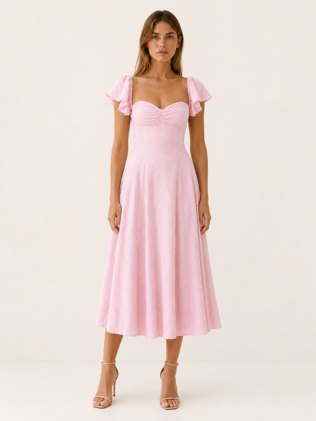 Naira | Occasion Wear Midi Dress with Ruffle Sleeves