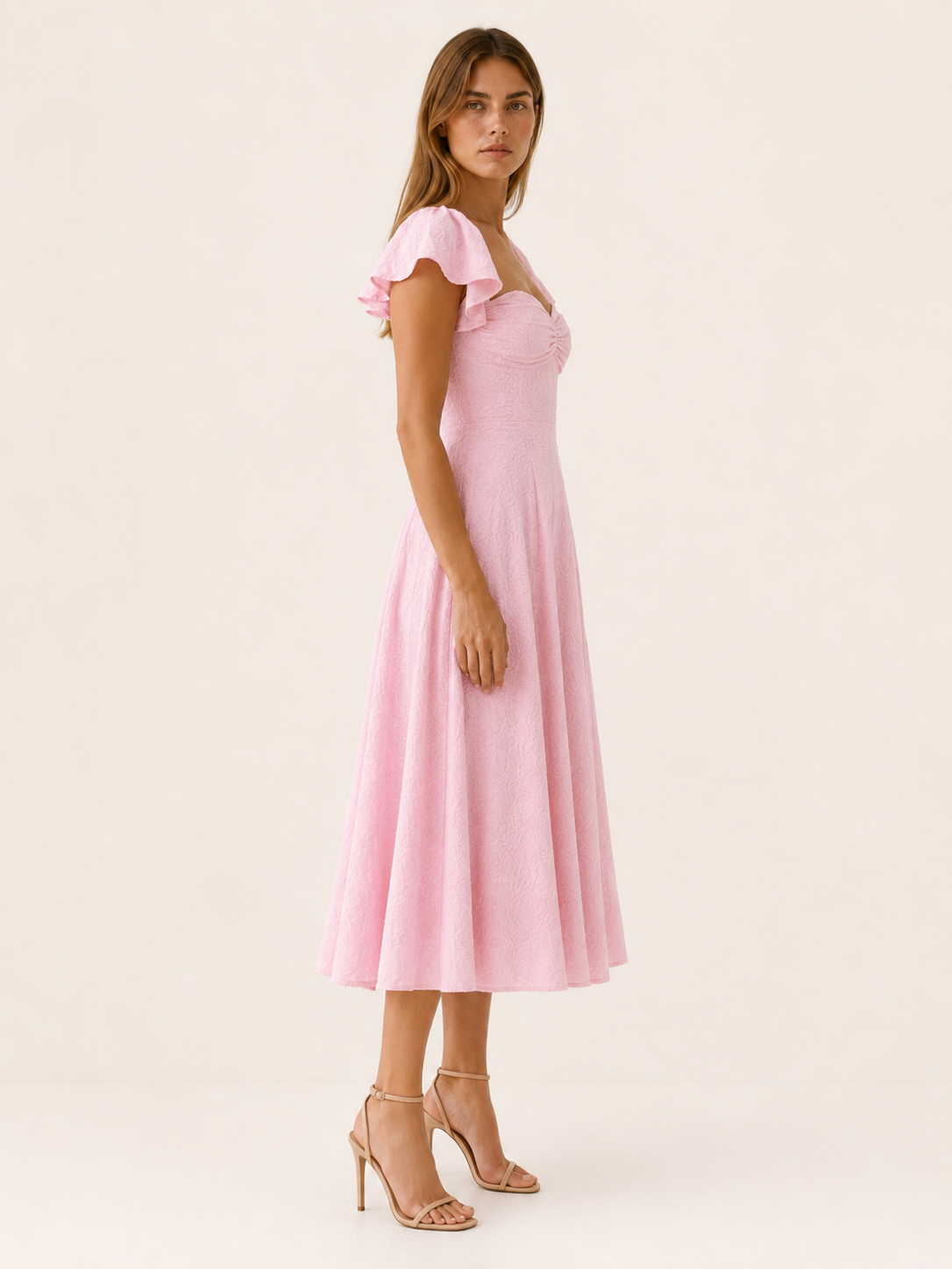 Naira | Occasion Wear Midi Dress with Ruffle Sleeves