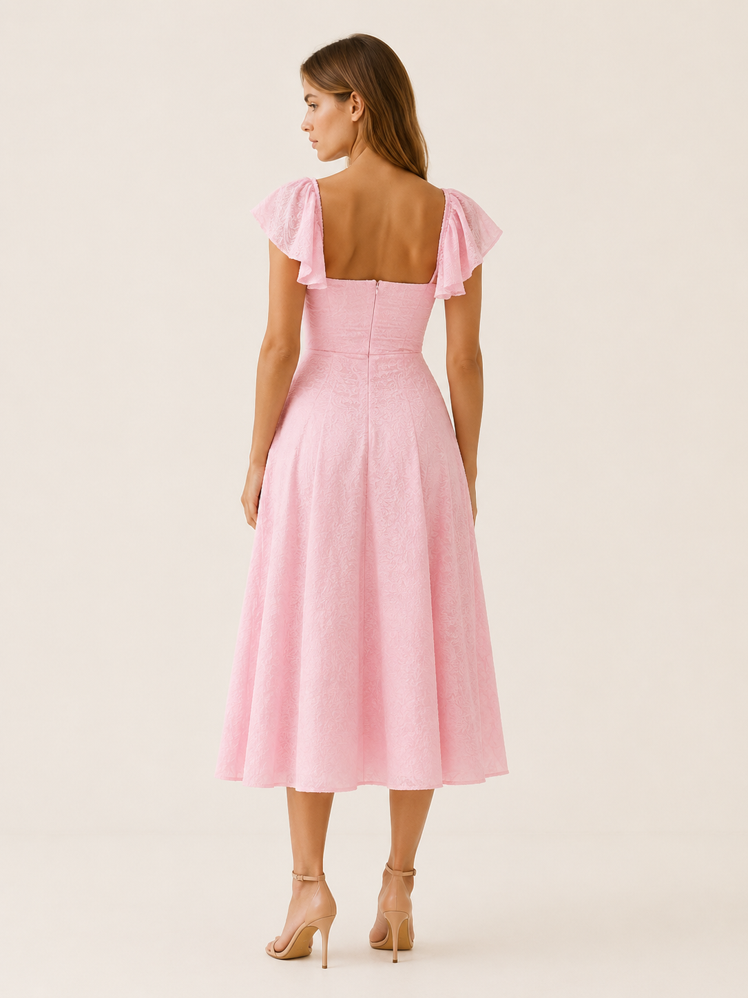 Naira | Occasion Wear Midi Dress with Ruffle Sleeves