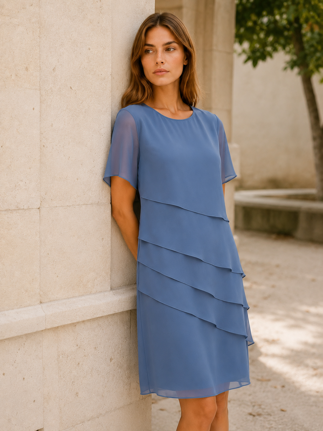 Nelia | Everyday Midi Dress with Short Sleeve