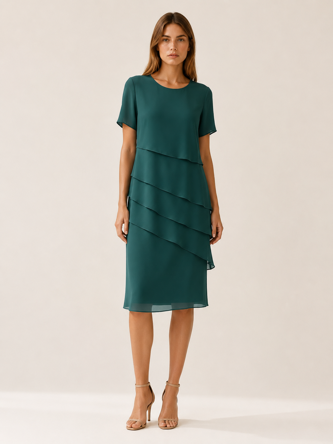 Nelia | Everyday Midi Dress with Short Sleeve