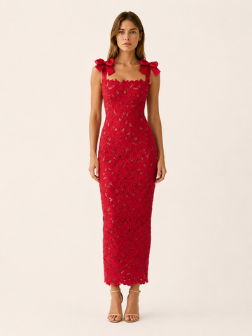 Nerea | Wedding Guest Maxi Dress with Tie Strap Detail