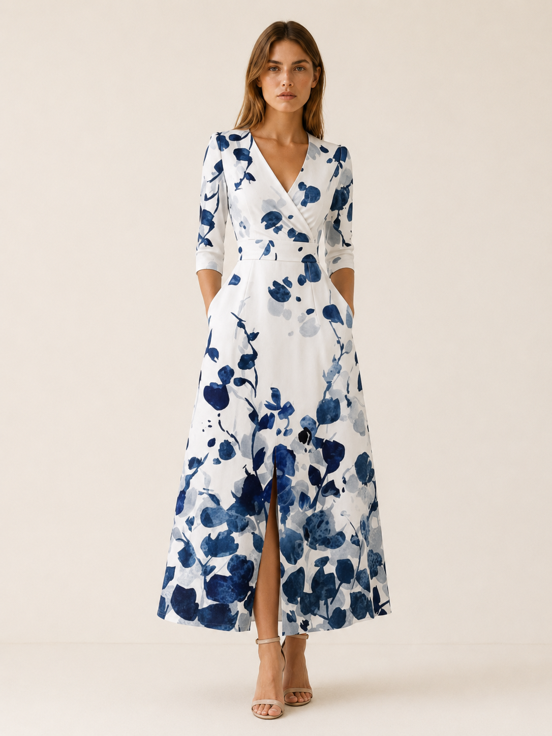 Neriah | Maxi Dress with V Neck and Front Slit